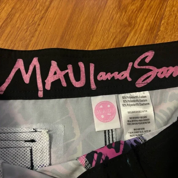 New! Maui And Sons Woman Swim Shorts Size 5 Black - Picture 3 of 6